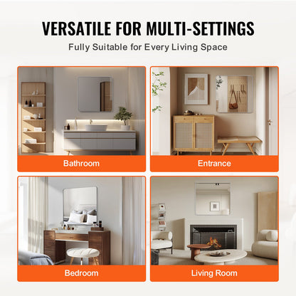 Quadratischer Wandspiegel, 91,4 x 91,4 cm, mit Rahmen aus Aluminiumlegierung