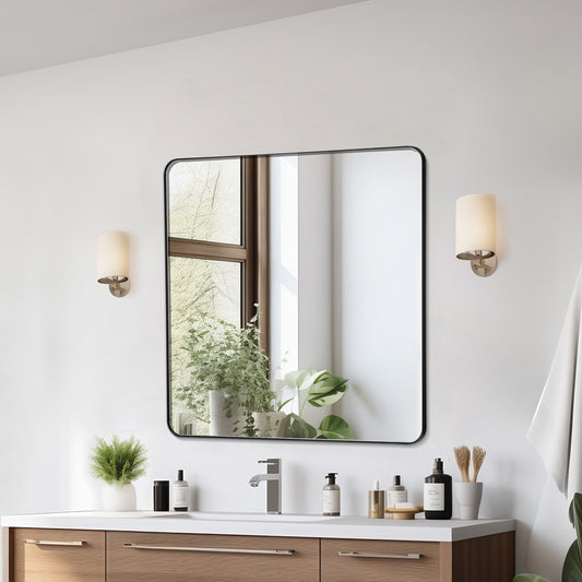 Square Wall Mounted Mirror 36" x 36" Mirror with Aluminum Alloy Frame