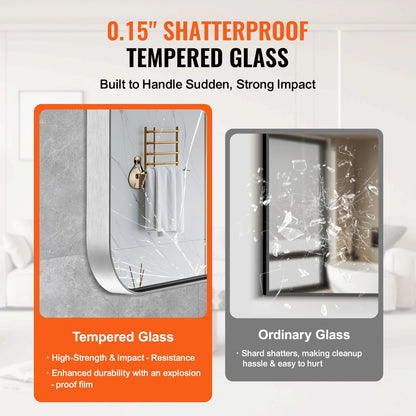 Quadratischer Wandspiegel, 91,4 x 122,9 cm, mit Aluminiumrahmen