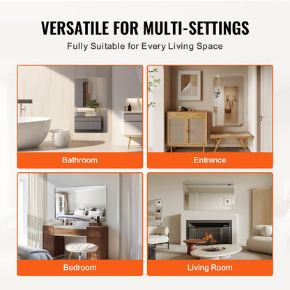 Quadratischer Wandspiegel, 91,4 x 122,9 cm, mit Aluminiumrahmen