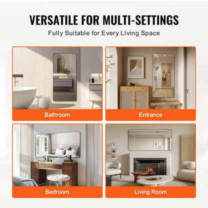 Quadratischer Wandspiegel, 91,4 x 182,9 cm, mit Rahmen aus Aluminiumlegierung