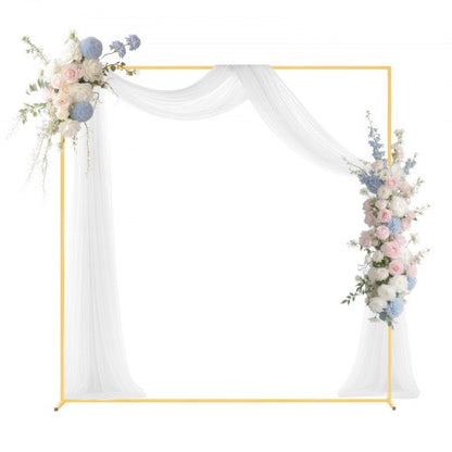 Arch Backdrop Stand, 6.6 x 6.6 ft, Stable Structure, Easy Assembly, Square Gold Metal Arch Backdrop Stand for Wedding, Birthday Party, Graduation, Holiday Celebration, and Ceremony Decoration