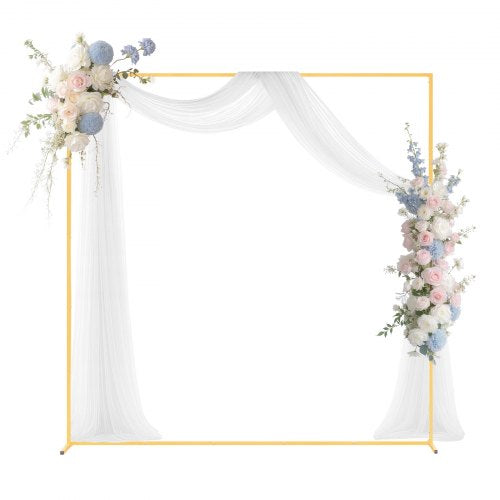 Arch Backdrop Stand, 6.6 x 6.6 ft, Stable Structure, Easy Assembly, Square Gold Metal Arch Backdrop Stand for Wedding, Birthday Party, Graduation, Holiday Celebration, and Ceremony Decoration