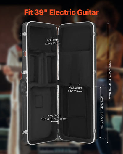 Hartschalenkoffer für E-Gitarre, 105 cm, mit Schloss und Schlüsseln für E-Gitarre