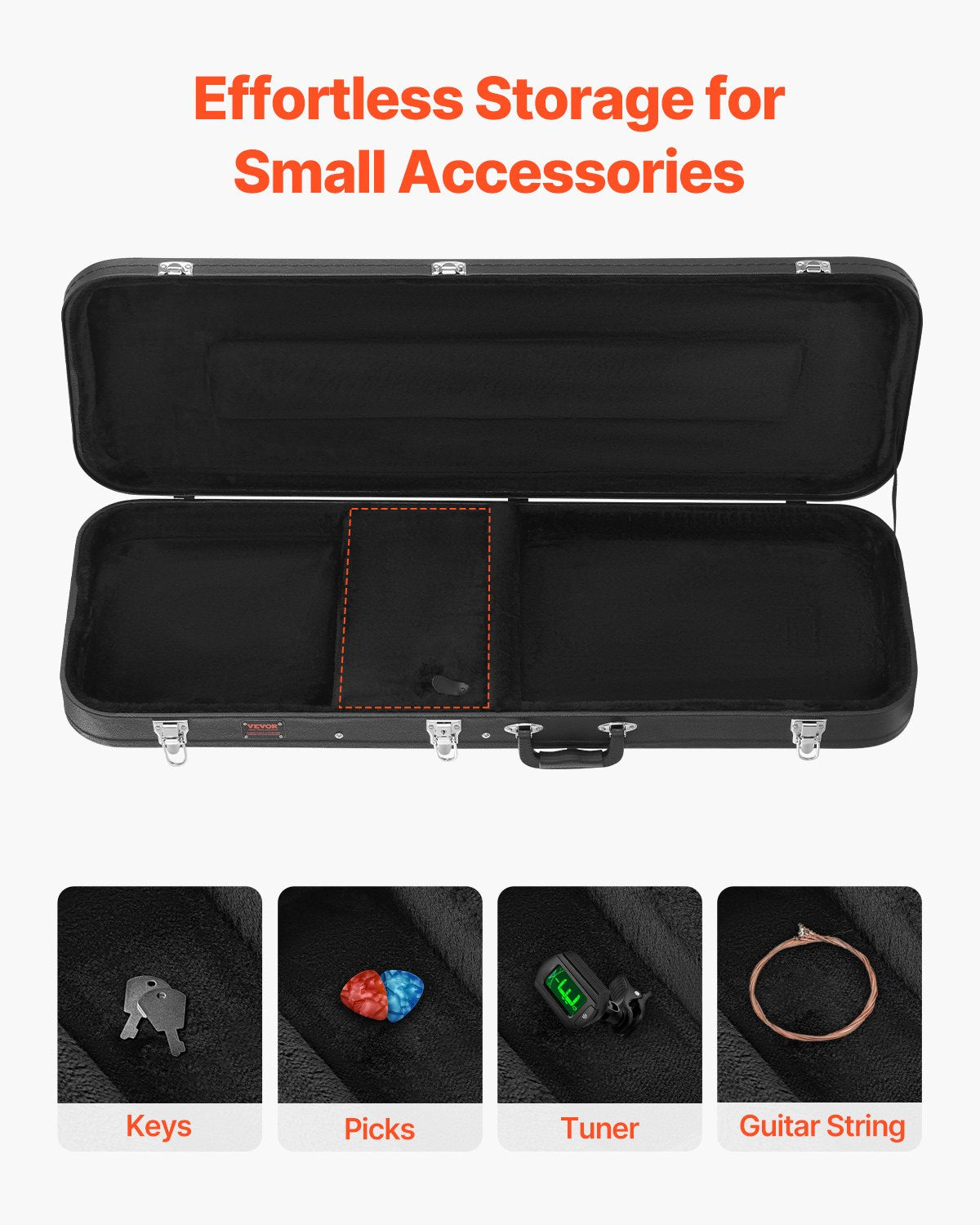 Basgitarr hårt fodral 48.03in vattentätt med lås och nyckel för basgitarr