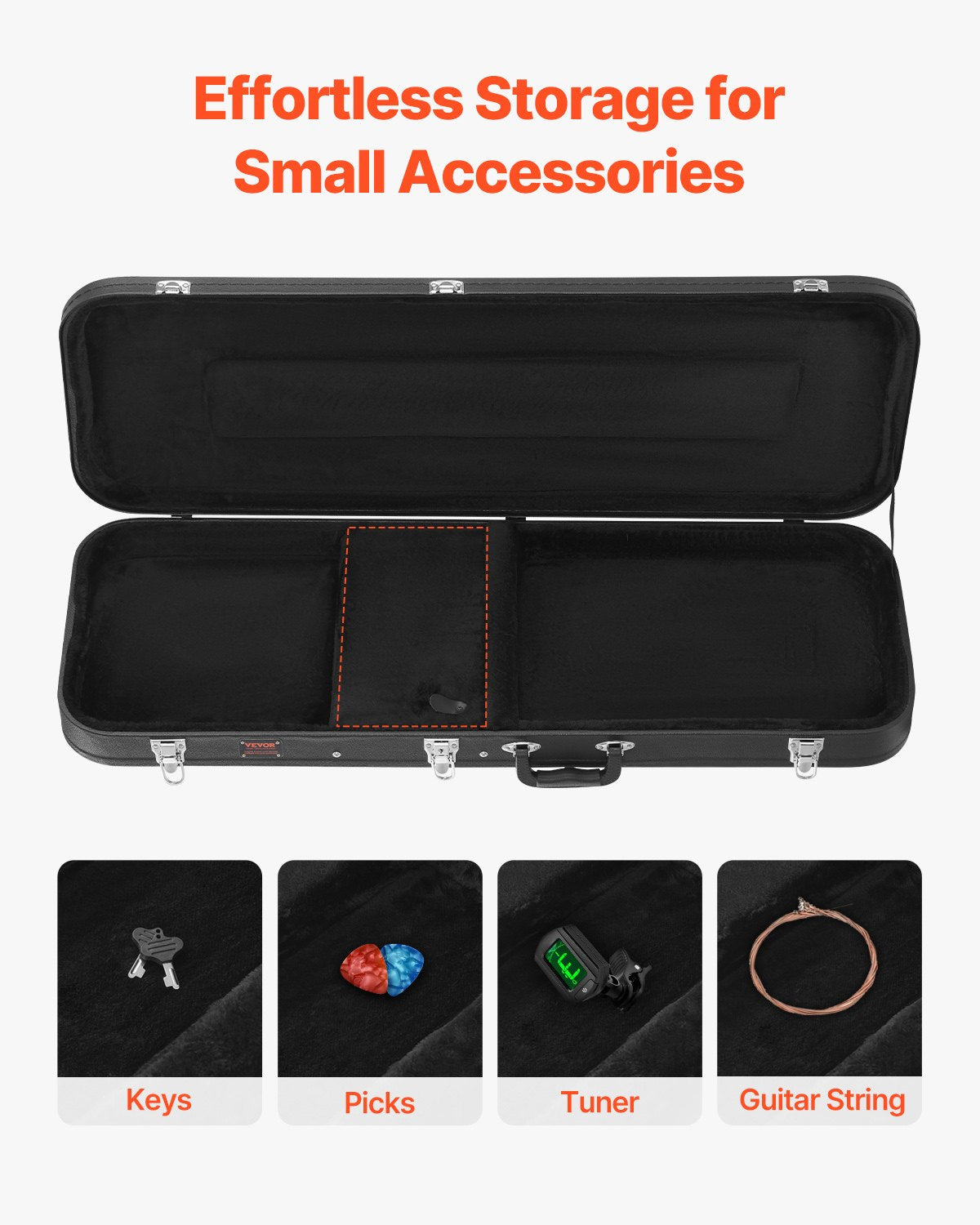 Hartschalenkoffer für E-Gitarre, 110 cm, mit Schloss und Schlüssel für E-Gitarre