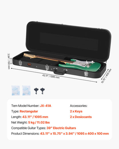 Hartschalenkoffer für E-Gitarre, 110 cm, mit Schloss und Schlüssel für E-Gitarre