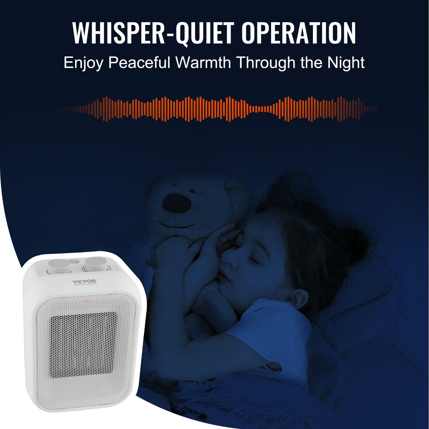 Portable Electric Space Heater with Thermostat, 1000W/1500W 2-Level Adjustable Quiet Ceramic Heater Fan, 9 in Tip-Over Shutdown Flame-Retardant PP Small Heaters for Office Room Desk Indoor Use