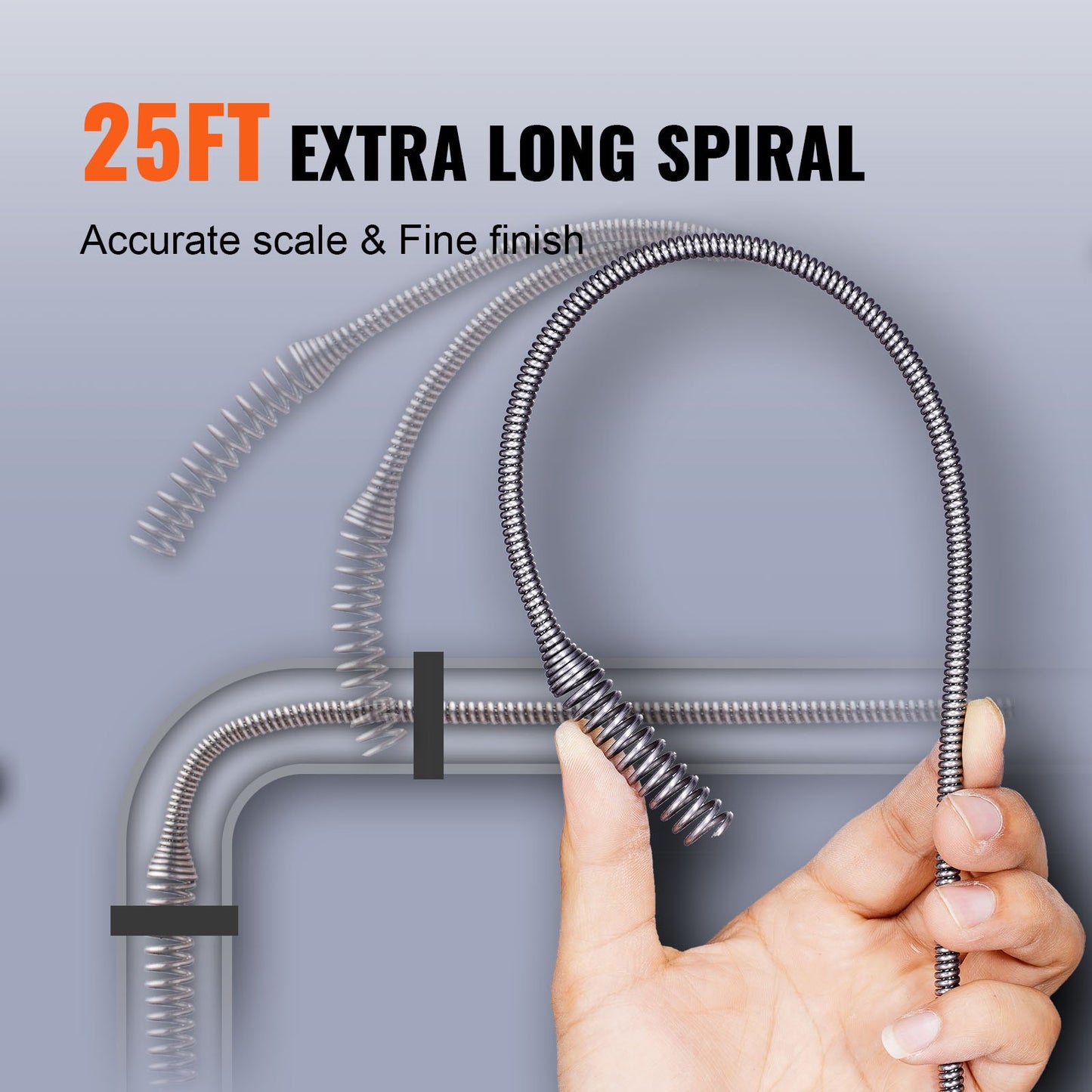 Drain Auger 25Ft, Plumbing Snake Auto Feed, Plumbers Snake with Drill Attachment, Pipe Snake Drain Clog Remover for Kitchen Bathroom Shower Sink with Protective Hose and Gloves
