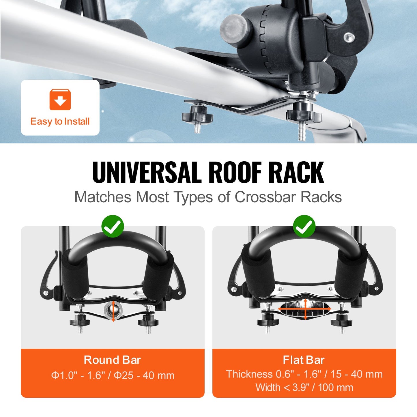 Kayak roof rack 2 pairs J-Bar, soft roof rack quick-folding, top-mounted attachment, carrier for kayak, surfboard, canoe, SUP, ski board, mount on car, SUV, truck, 2 kayaks