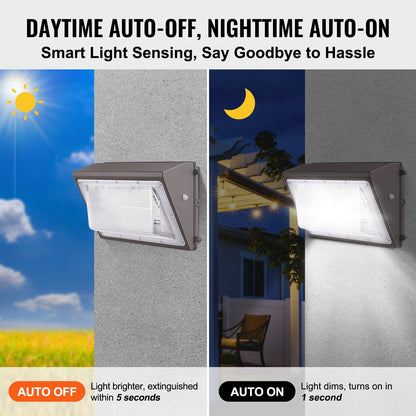 LED Wall Pack Lights, 120W 11000LM, 5000K Commercial Outdoor Lights Security Lighting Fixture, with Intelligent Light Sensing 240 LED beads Energy Saving for Garages Yards, IP65 Waterproof