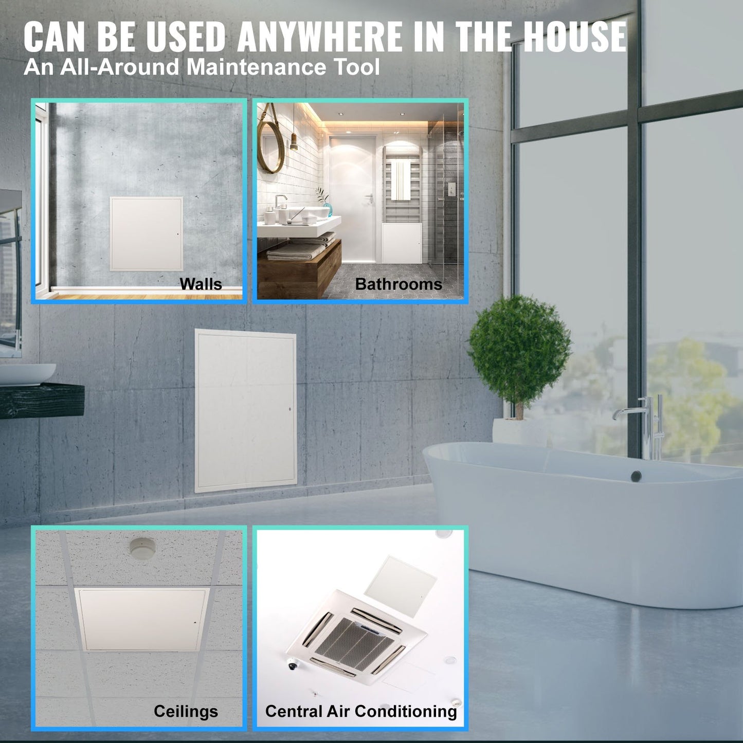 Drywall and Ceiling Access Panel, 24 x 24 Inch Plumbing Access Panels, Reinforced Access Door, Heavy Duty Steel Wall Hole Cover, Easy Install, Removable Hinged Panel for Wires and Cables, Silver