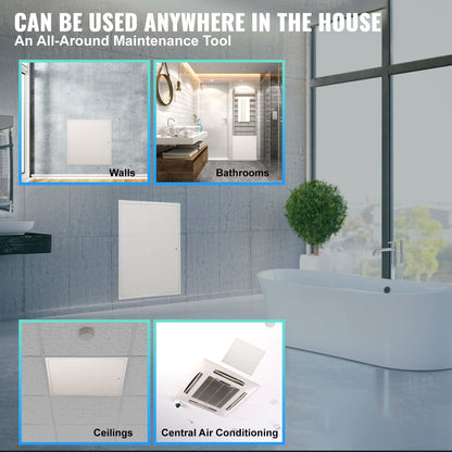 Drywall and Ceiling Access Panel, 24 x 24 Inch Plumbing Access Panels, Reinforced Access Door, Heavy Duty Steel Wall Hole Cover, Easy Install, Removable Hinged Panel for Wires and Cables, Silver