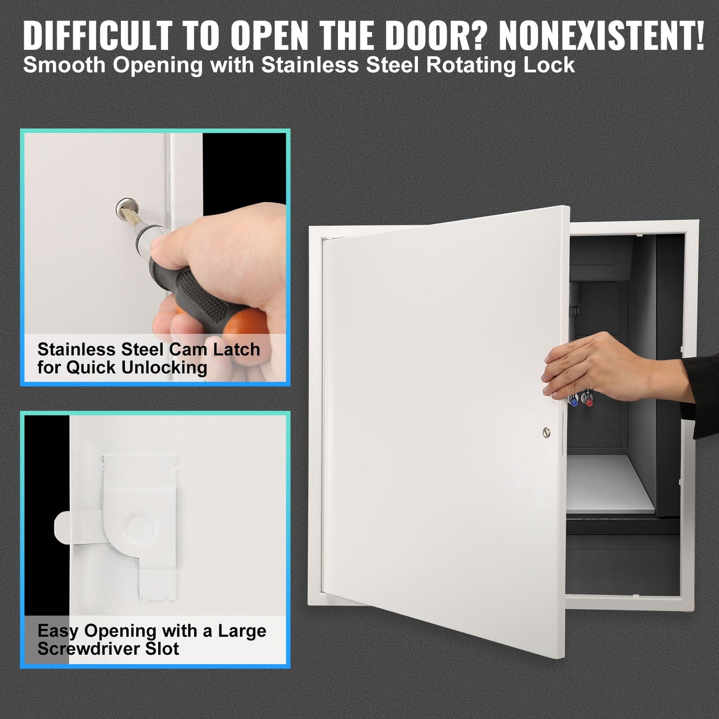 Access Panel for Drywall & Ceiling, 24 x 24 Inch Plumbing Access Panels, Reinforced Access Door, Heavy-Duty Steel Wall Hole Cover, Easy Install Removable Hinged Panel for Wiring & Cables, Silver