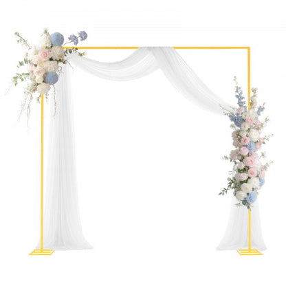 Arch Backdrop Stand, 8 x 8 ft, Stable Structure, Easy Assembly, Square Gold Metal Arch Backdrop Stand for Wedding, Birthday Party, Graduation, Holiday Celebration, and Ceremony Decoration