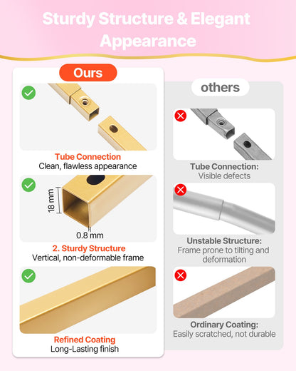 Arch Backdrop Stand, 8 x 8 ft, Stable Structure, Easy Assembly, Square Gold Metal Arch Backdrop Stand for Wedding, Birthday Party, Graduation, Holiday Celebration, and Ceremony Decoration