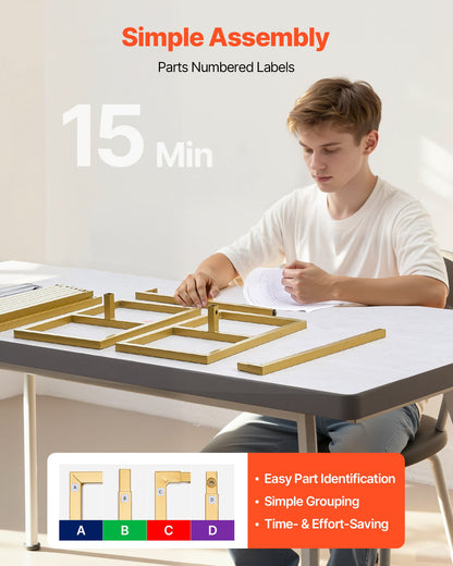 Arch Backdrop Stand, 8 x 8 ft, Stable Structure, Easy Assembly, Square Gold Metal Arch Backdrop Stand for Wedding, Birthday Party, Graduation, Holiday Celebration, and Ceremony Decoration