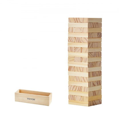 Tumbling Timber Toy, 54 Blocks Tumble Tower Blocks Game, Pine Wood Tumbling Tower Game with Storage Crate, Multiple Ways to Play Wooden Stacking Game, Tumble Tower Family Game for Indoor/Outdoor
