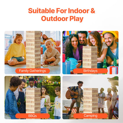Tumbling Timber Toy, 54 Blocks Tumble Tower Blocks Game, Pine Wood Tumbling Tower Game with Storage Crate, Multiple Ways to Play Wooden Stacking Game, Tumble Tower Family Game for Indoor/Outdoor