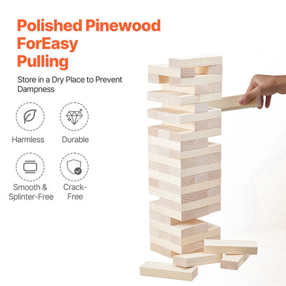 Tumbling Timber Toy, 60 Blocks Giant Tumble Tower Blocks Game, Pine Wood Tumbling Tower Game with Storage Crate and Scoreboard, Wooden Stacking Game, Tumble Tower Family Games for Indoor/Outdoor