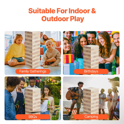 Tumbling Timber Toy, 60 Blocks Giant Tumble Tower Blocks Game, Pine Wood Tumbling Tower Game with Storage Crate and Scoreboard, Wooden Stacking Game, Tumble Tower Family Games for Indoor/Outdoor