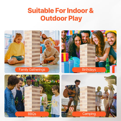 Tumbling Timber Toy, 60 Blocks Giant Tumble Tower Blocks Game, Pine Wood Tumbling Tower Game with Carry Bag and Scoreboard, Wooden Stacking Game, Tumble Tower Family Games for Indoor/Outdoor
