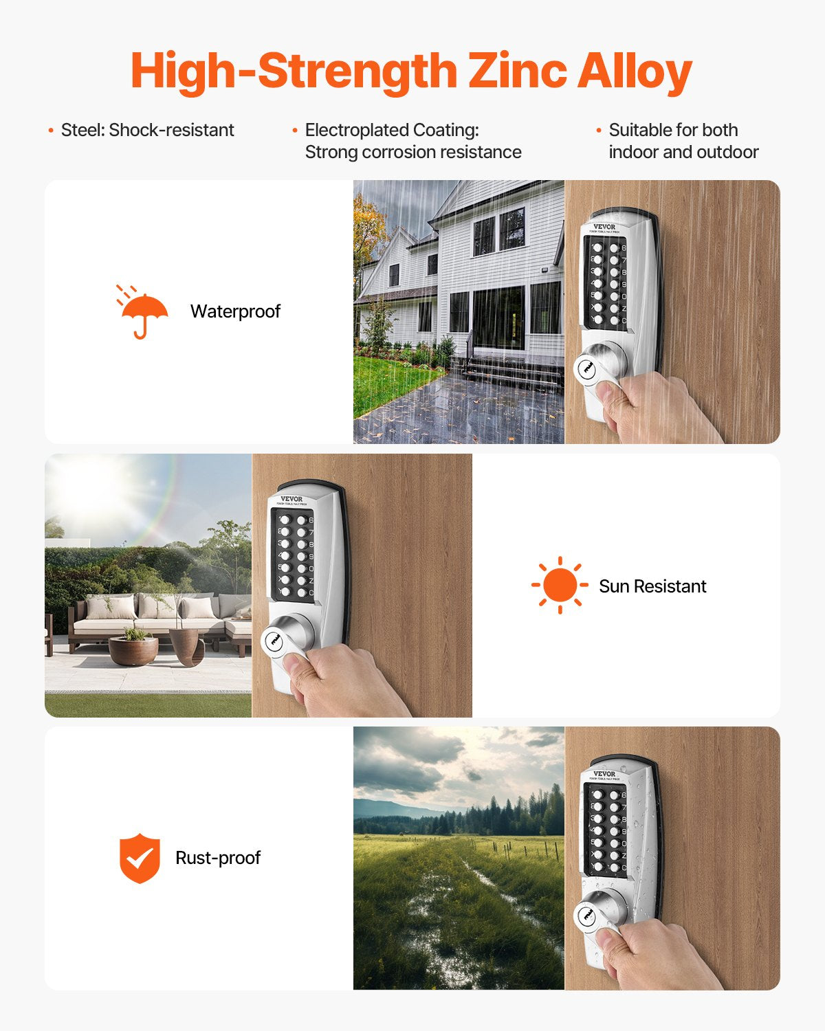 Mekaniskt nyckellöst dörrlås 14 nyckel Mekaniskt dörrlås med nyckel