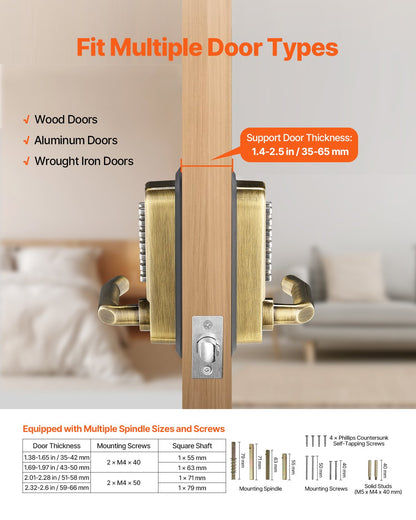 Mechanisches schlüsselloses Türschloss, 14 Schlüssel, mechanisches Türschloss, wasserdicht