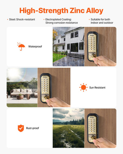 Mechanisches schlüsselloses Türschloss, 14 Schlüssel, mechanisches Türschloss, wasserdicht