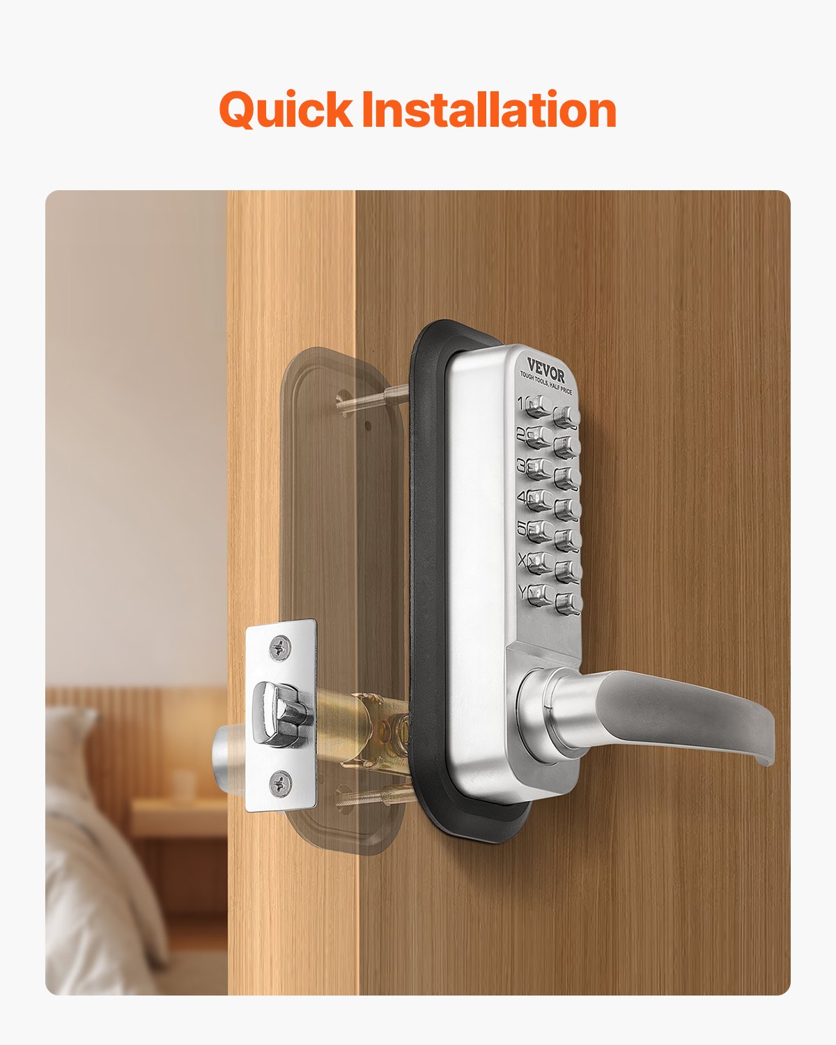 Mechanisches schlüsselloses Türschloss, 14 Schlüssel, mechanisches Türschloss für Zuhause