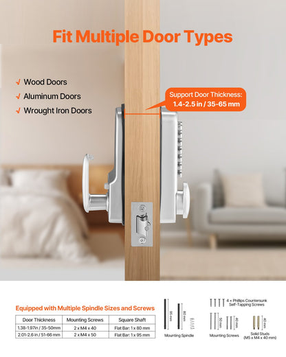 Mechanisches schlüsselloses Türschloss mit 14 Schlüsseln, mechanische Tastatur, Türknauf für Zuhause