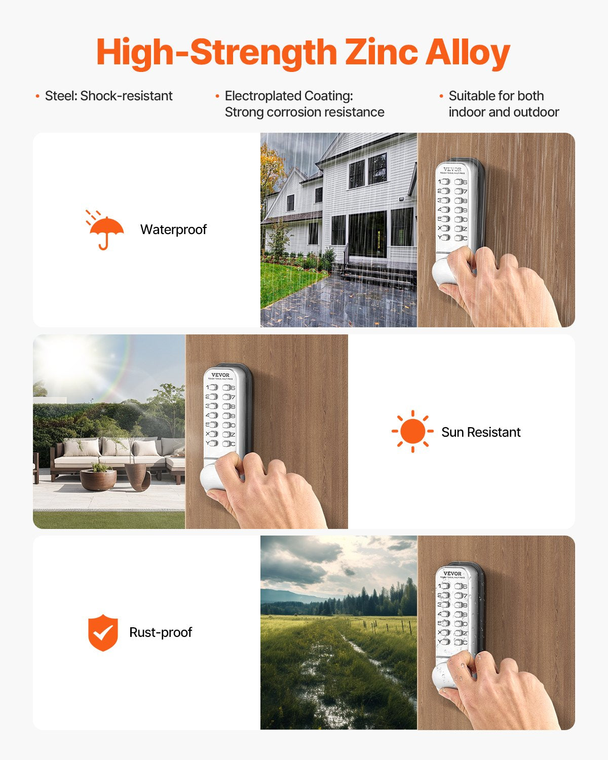 Mechanisches schlüsselloses Türschloss mit 14 Schlüsseln, mechanische Tastatur, Türknauf für Zuhause