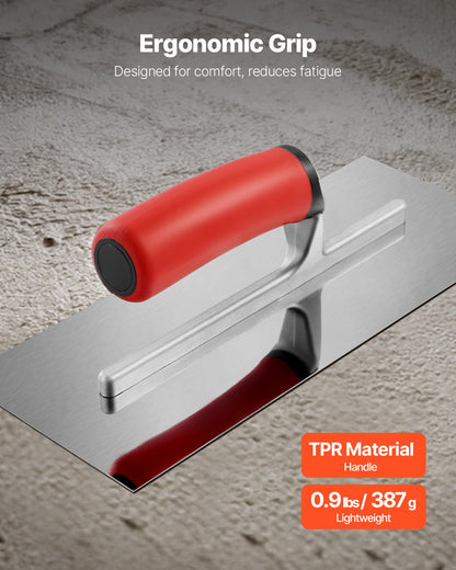 Tile Tools, Stainless Steel Flat Finishing Trowel, 10.9 x 4.4 in Concrete Cement Drywall Plastering Tile Masonry Construction Hand Tools with Handle, for Apply, Spread, Flatten, Smooth, Polish