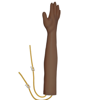 Intravenöses Trainingsarm-Set mit dunklem Haut-Phlebotomie-Arm aus PVC-Material. Phlebotomie-Trainingsarm mit höhenverstellbarem Infusionsständer. IV-Trainingsarm-Set für das Venenpunktionstraining