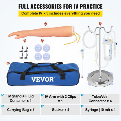 Phlebotomy Practice Kit, IV Venipuncture Intravenous Training, High Simulation IV Practice Arm Kit with Carrying Case, Practice and Perfect IV Skills, for Students Nurses and Professionals
