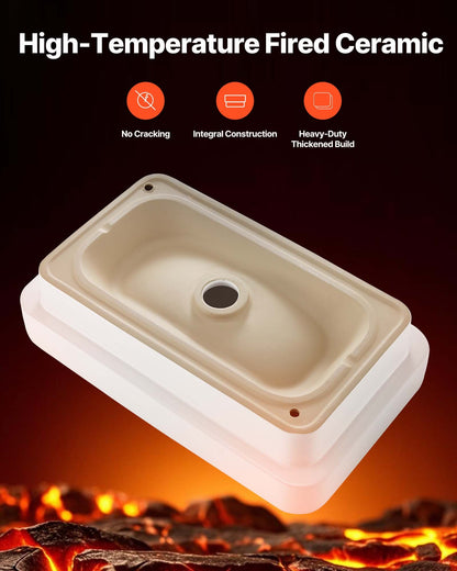 Semi Recessed Bathroom Sink, 19.29 x 12.01 Inch Rectangular White Ceramic Vessel Sink with 1-3/4 Inch Drain Hole, Drop in Modern Lavatory Vanity Bath Wash Bowl Basin, Rectangle for Small Space