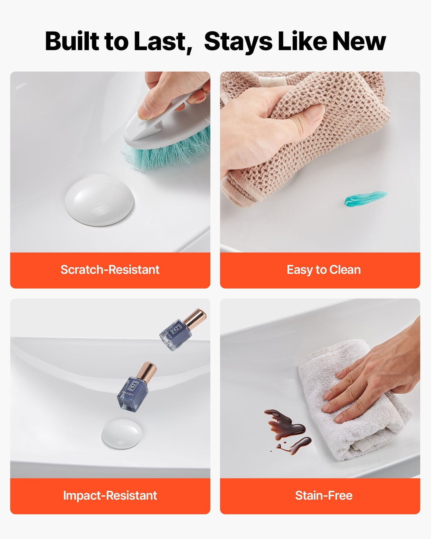 Semi Recessed Bathroom Sink, 19.29 x 12.01 Inch Rectangular White Ceramic Vessel Sink with 1-3/4 Inch Drain Hole, Drop in Modern Lavatory Vanity Bath Wash Bowl Basin, Rectangle for Small Space