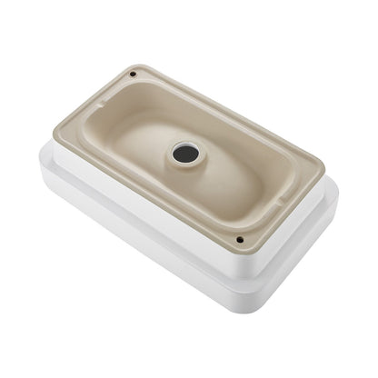 Semi Recessed Bathroom Sink, 19.29 x 12.01 Inch Rectangular White Ceramic Vessel Sink with 1-3/4 Inch Drain Hole, Drop in Modern Lavatory Vanity Bath Wash Bowl Basin, Rectangle for Small Space