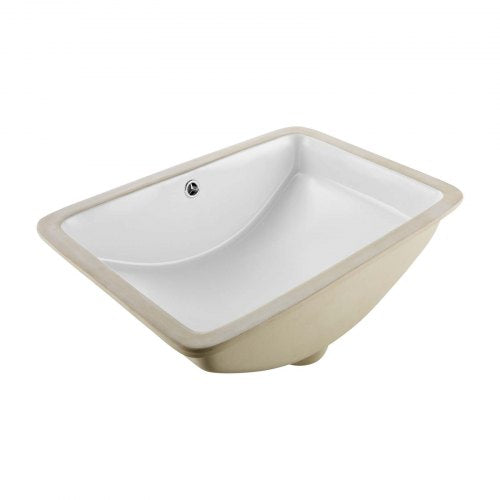 Undermount Bathroom Sink, 20.87 x 14.76 Inch Rectangular White Ceramic Vessel Sink with Overflow Hole, Under Counter Drop in Modern Lavatory Vanity Bath Wash Bowl Basin, Rectangle Small Space