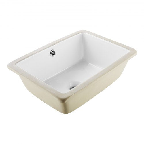 Undermount Bathroom Sink, 15.75 x 12.01 Inch Rectangular White Ceramic Vessel Sink with Overflow Hole, Under Counter Drop in Modern Lavatory Vanity Bath Wash Bowl Basin, Rectangle Small Space