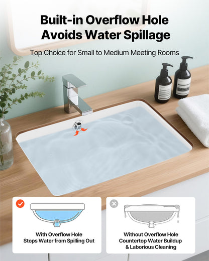 Undermount Bathroom Sink, 15.75 x 12.01 Inch Rectangular White Ceramic Vessel Sink with Overflow Hole, Under Counter Drop in Modern Lavatory Vanity Bath Wash Bowl Basin, Rectangle Small Space