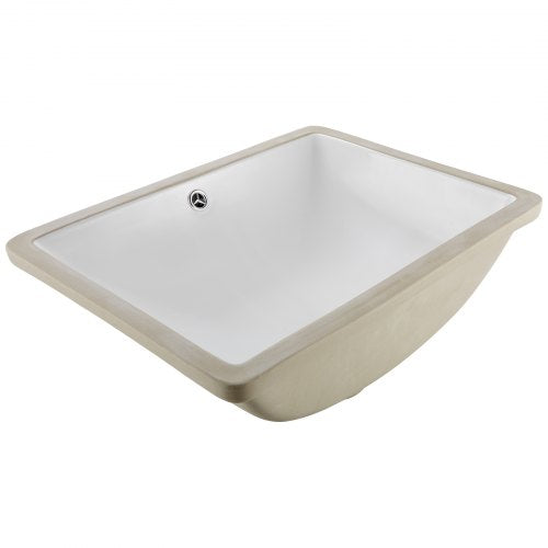 Undermount Bathroom Sink, 20.28 x 15.16 Inch Rectangular White Ceramic Vessel Sink with Overflow Hole, Under Counter Drop in Modern Lavatory Vanity Bath Wash Bowl Basin, Rectangle Small Space