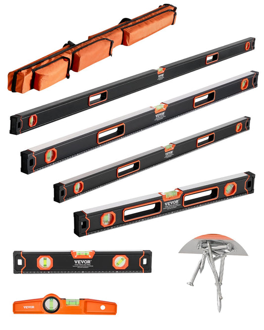 6 PCS Magnetic Torpedo Level 78/48/32/24/16/10 In Leveler with Bubble Bottle