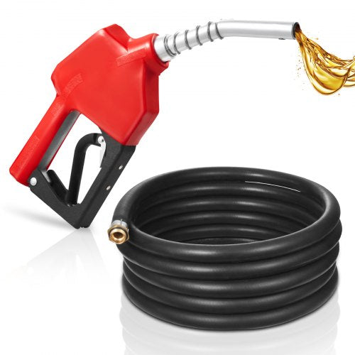 3/4-Inch NPT Automatic Fuel Nozzle, Max Flow Rate 11.8 GPM, Auto Shut Off Diesel Gas Pump Nozzle with 3-Speed Trigger Lock & 13/16-Inch (OD=20 mm) Spout for Gasoline, Diesel, Kerosene, Red