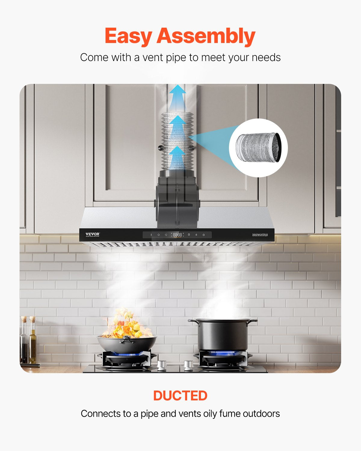 Under Cabinet Range Hood, 30 Inch Kitchen Vent Hood, 900CFM Dual Motors Stainless Steel Stove Hood, with Gesture & Touch Control, LED Light, and 4-Speed Exhaust Fan