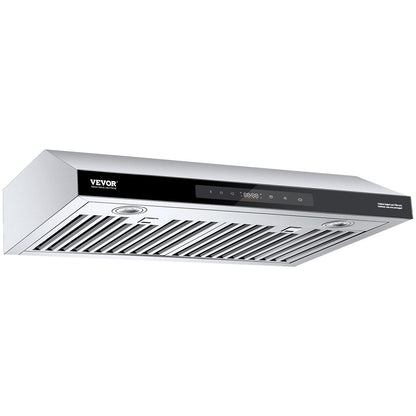 Under Cabinet Range Hood, 30 Inch Kitchen Vent Hood, 900CFM Dual Motors Stainless Steel Stove Hood, with Gesture & Touch Control, LED Light, and 4-Speed Exhaust Fan