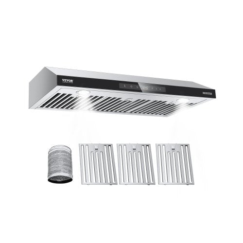 Under Cabinet Range Hood, 36 Inch Kitchen Vent Hood, 900CFM Dual Motors Stainless Steel Stove Hood, with Gesture & Touch Control, LED Light, and 4-Speed Exhaust Fan