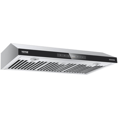 Under Cabinet Range Hood, 36 Inch Kitchen Vent Hood, 900CFM Dual Motors Stainless Steel Stove Hood, with Gesture & Touch Control, LED Light, and 4-Speed Exhaust Fan