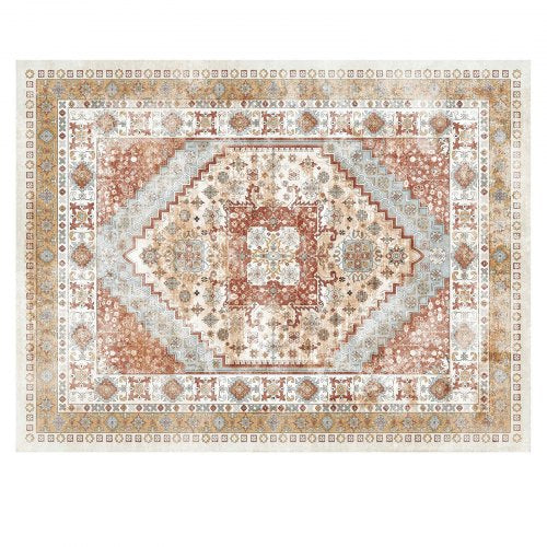 Stor yta 2,4 x 3,6 m Halkfri inomhusmatta Vintage Brun Röd