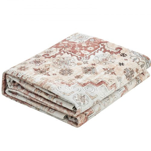 Stor yta 2,4 x 3,6 m Halkfri inomhusmatta Vintage Brun Röd